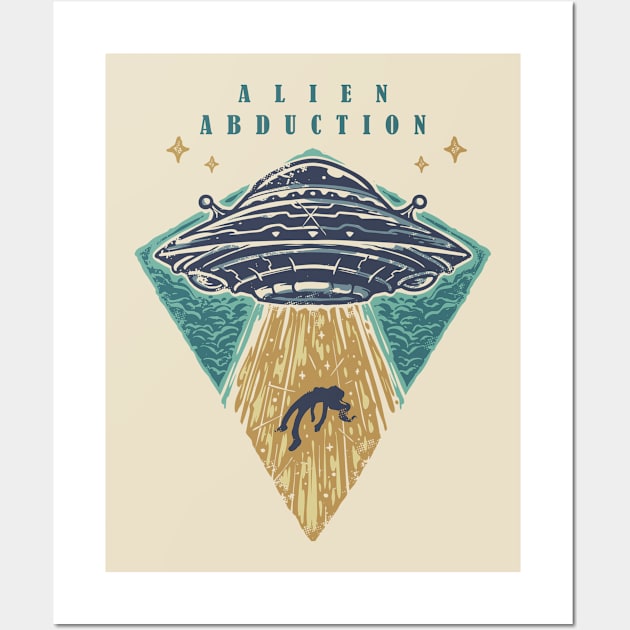 alien abduction hand drawn Wall Art by Mako Design 